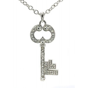 Necklace – 12 PCS Rhinestone Key Charms Necklaces - Clear - NE-JVSN8147CL